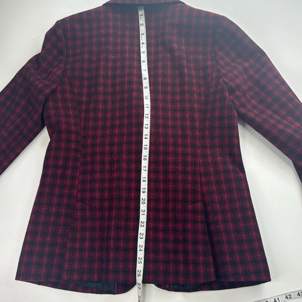 Eddie Bauer Buffalo Check Wool Blend Lined Blazer Womens Size 10